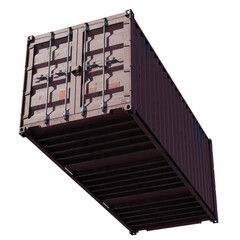 Realistic red cargo containers. Perspective and bottom view. isolated.