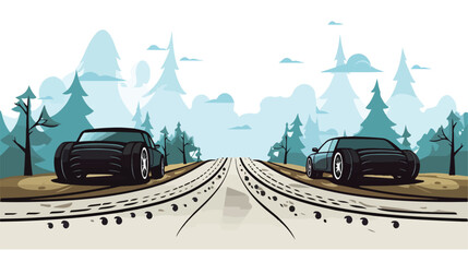 Fototapeta na wymiar Figure of cars tire tracks design vector illustrati