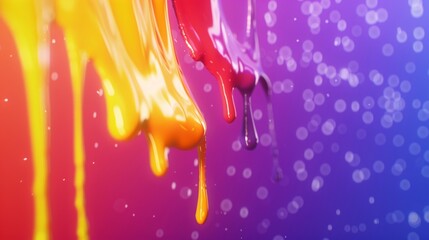 Brightly colored paint drips against a gradient backdrop, creating a dynamic and artistic effect.