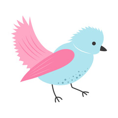 Cute little bird. Springtime concept. Vector illustration isolated on white background.
