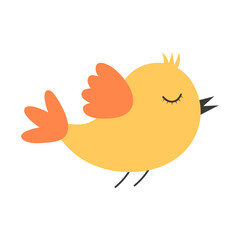 Cute little bird. Springtime concept. Vector illustration isolated on white background.