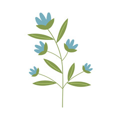 Sprig of flowers. Springtime, summer concept. Vector illustration isolated on white background.