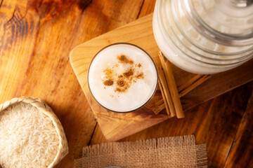 Agua de Horchata. Also known as horchata de arroz, it is one of the traditional fresh waters (aguas frescas) in Mexico, it is made with fresh water, rice and cinnamon. - 781049100