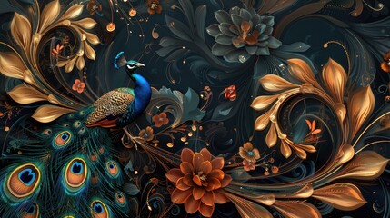 Floral pattern,  Floral pattern images, Seamless patterns with flowers, Floral pattern wallpaper, and Peacock patterns with flowers are also included - obrazy, fototapety, plakaty