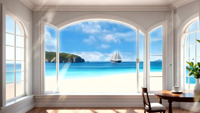 view of the sea from the window