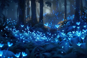 A glowing forest that glows softly in the dark