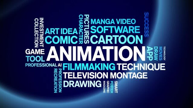 Animation animated word cloud;text design animation tag kinetic typography seamless loop.