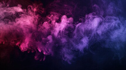 Fototapeta na wymiar Smoke that is thick and purple against a backdrop of black isolation