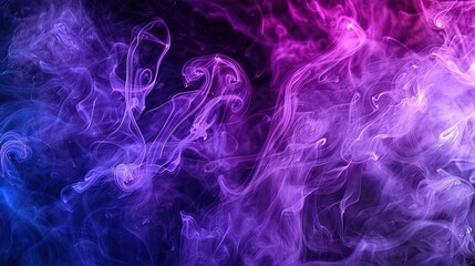 Smoke that is thick and purple against a backdrop of black isolation - obrazy, fototapety, plakaty
