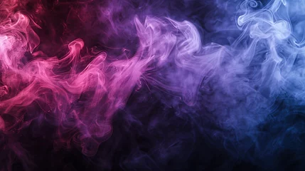 Fotobehang Smoke that is thick and purple against a backdrop of black isolation © Wp Background