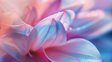 Macro photo of a flower in pastel tones with water droplets on its delicate petals, ai generated