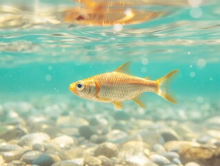 Lone fish swimming in clear water