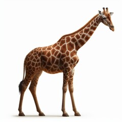 Image of isolated giraffe against pure white background, ideal for presentations
