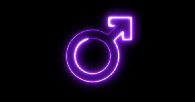 Animated neon male gender symbol
