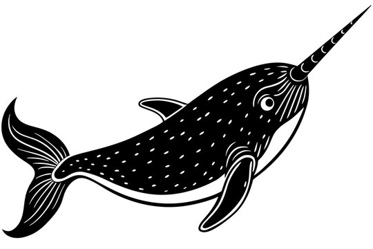 recommend clip art: narwhal silhouette vector art illustration