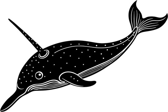 recommend clip art: narwhal silhouette vector art illustration