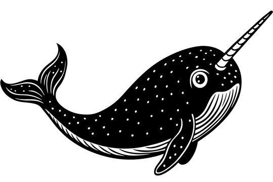 recommend clip art: narwhal silhouette vector art illustration