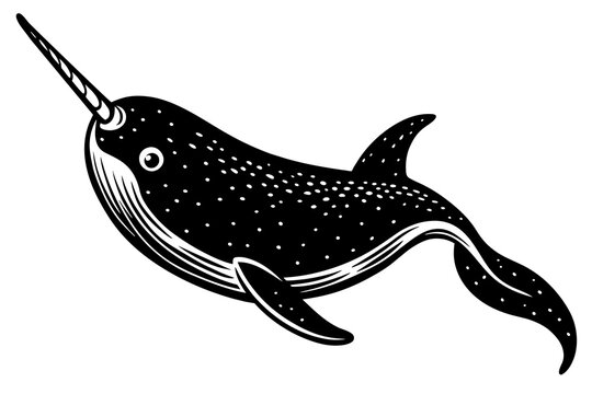 recommend clip art: narwhal silhouette vector art illustration