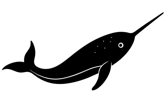 recommend clip art: narwhal silhouette vector art illustration