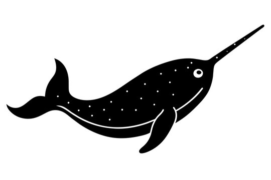 recommend clip art: narwhal silhouette vector art illustration