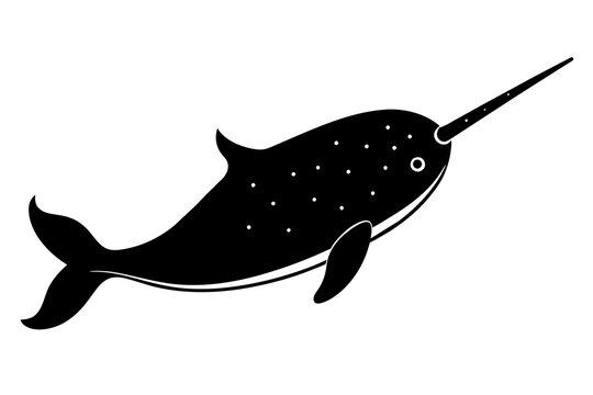 black narwhal with horn and white dots clip art preview