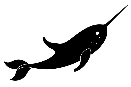 recommend clip art: narwhal silhouette vector art illustration