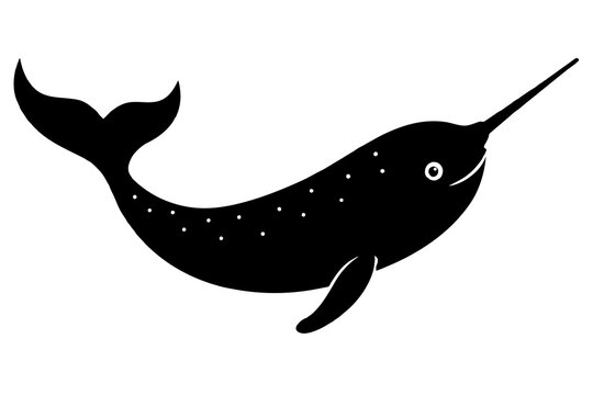 recommend clip art: narwhal silhouette vector art illustration