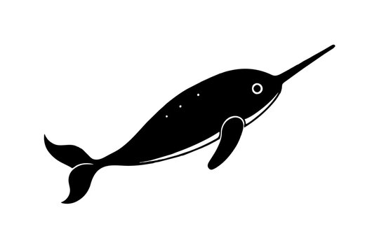 recommend clip art: narwhal silhouette vector art illustration
