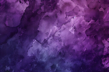 A purple background with splatters of paint. The splatters are of different sizes and colors, creating a sense of chaos and disorder. Scene is one of confusion and disarray - obrazy, fototapety, plakaty