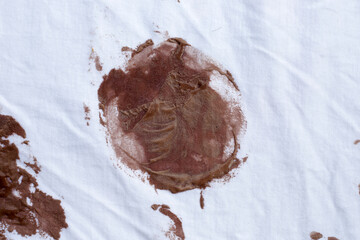 Dirty stain chocolate ice cream  on white clothes