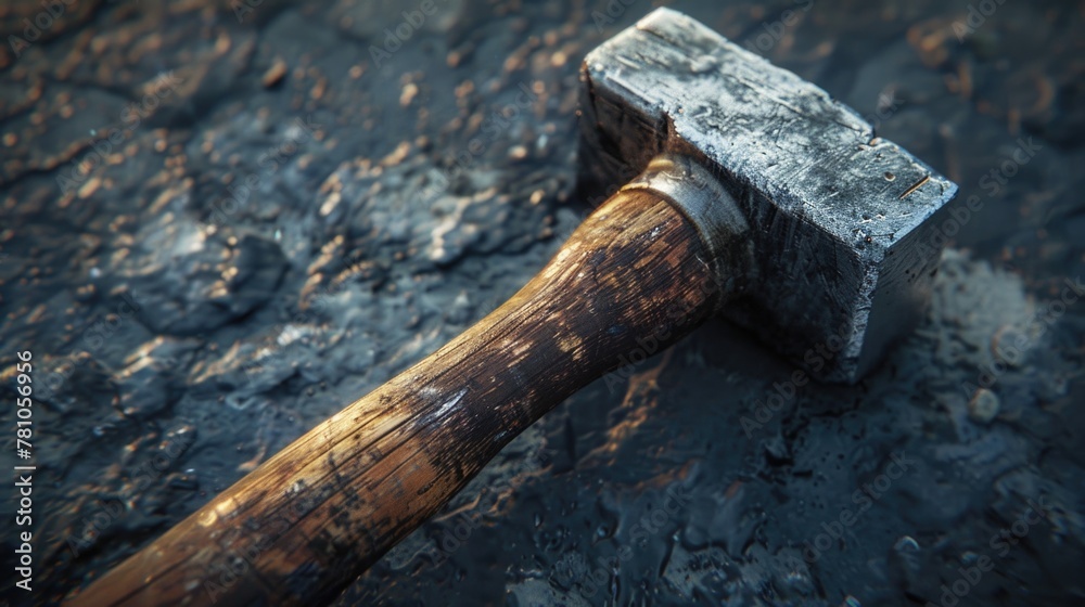 Poster a hammer laying on the ground, suitable for construction projects or diy concepts