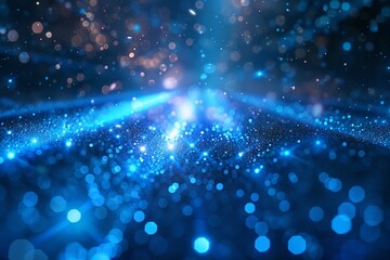 Fototapeta premium Abstract composition of shimmering blue light flashes in a futuristic spectacle ,3DCG,clean sharp focus