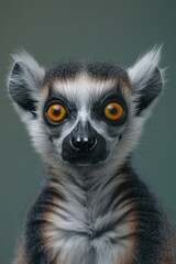 Obraz premium A close up of a ring tailed lemur's face. Suitable for nature and wildlife themes