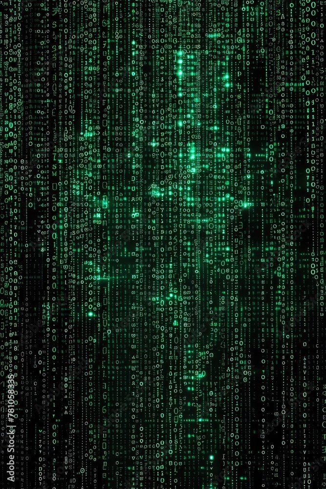 Poster Computer screen displaying green numbers, suitable for technology concepts