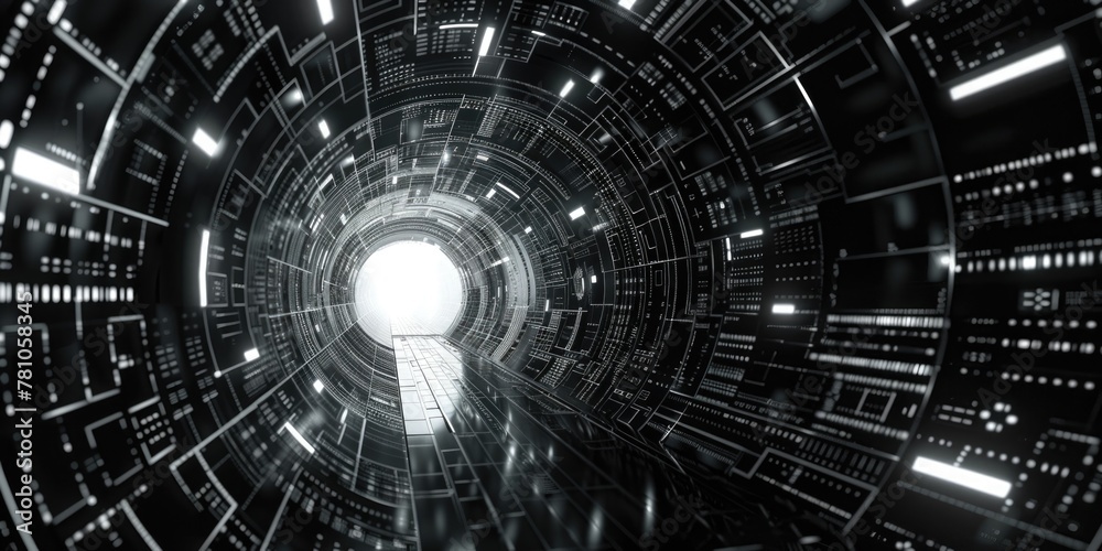 Poster A dark tunnel with a light at the end, suitable for various concepts and themes