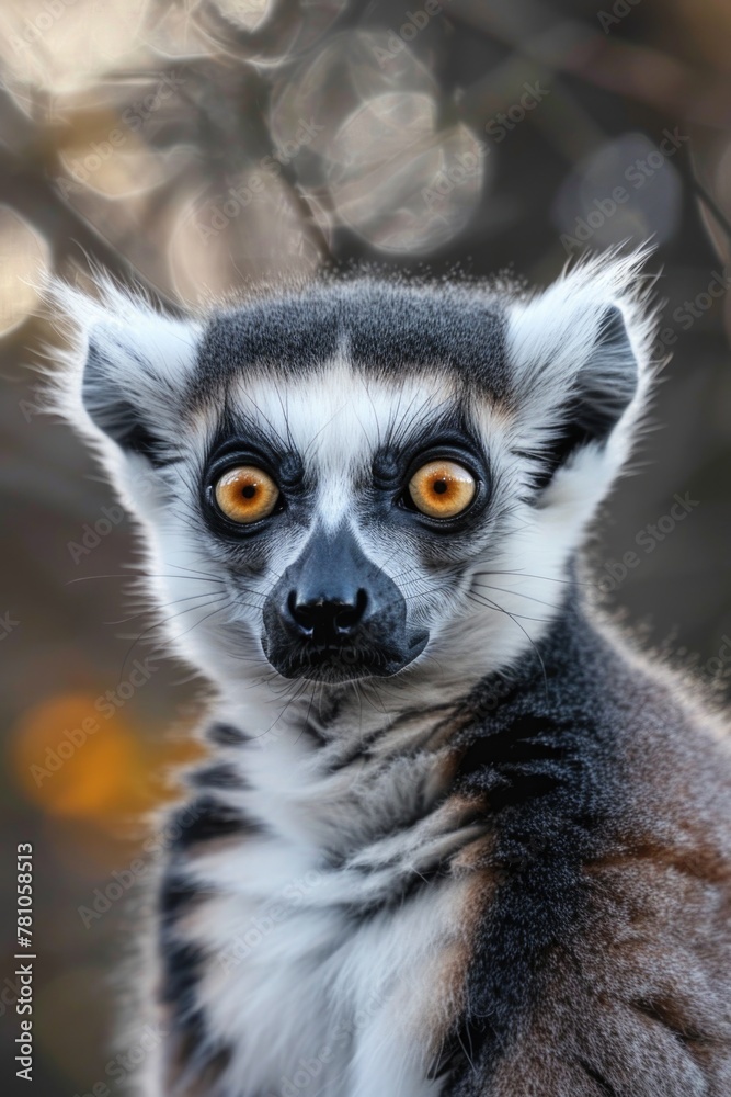 Aufkleber close-up of a lemur looking at the camera. suitable for various projects