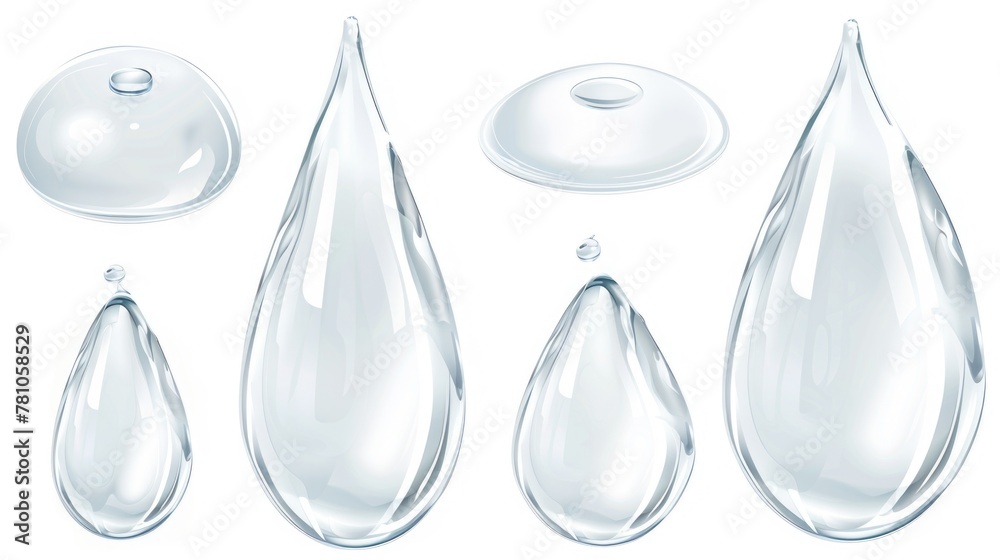 Poster clear water drops on a plain white surface. suitable for various design projects