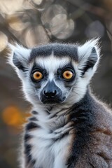 Fototapeta premium Close-up of a lemur looking at the camera. Suitable for various projects