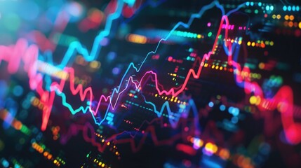 Detailed view of a stock market chart, suitable for financial concepts - obrazy, fototapety, plakaty