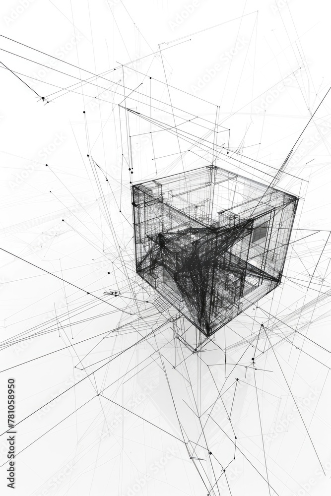 Poster a simple black and white photo of a box. suitable for various design projects
