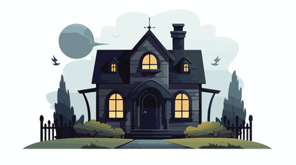 Flat black house icon 2d flat cartoon vactor illust