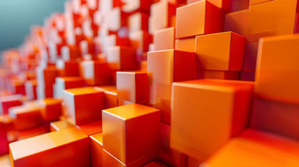 A collection of orange cubes sitting adjacent to each other on a neutral background