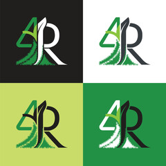 4R Tree Overlap with Grass Lawn Care Business Iconic Logo