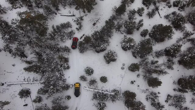 Winter Thrills: Red Jeep Off-Road Adventure