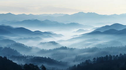 mountains in the fog  high definition(hd) photographic creative image