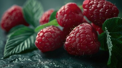 Ripe raspberries arranged on a wooden table. Ideal for food blogs or recipe websites