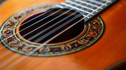 Obraz premium Close-up of guitar with intricate neck design