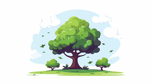 Flat color tree icon 2d flat cartoon vactor illustr