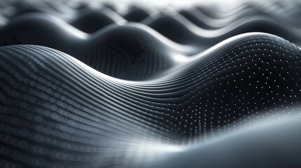   A detailed shot of a rippling surface covered in dots, as well as a hazy depiction of the same