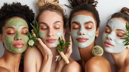 sustainable skincare brand, models enjoy facials using eco-friendly products and reusable tools